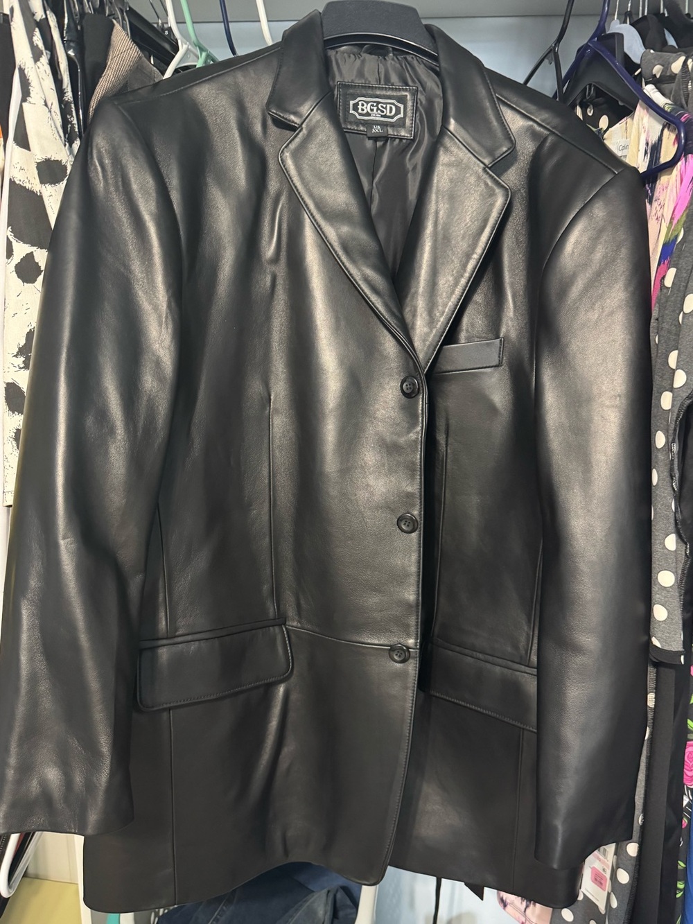 Mens Black Leather Blazer Jacket